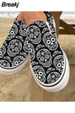 Pumpkin Size 43 Shoes 2023 Autumn Skeleton Printing Flats Women Shoes Slip-on Lazy Canvas Shoes Loafers Zapatos