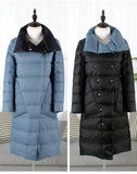 Duck Down Jacket Women Winter Long Double Sided Plaid Coat Female Plus Size Warm Down Parka Slim