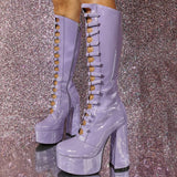 Breakj Punk Gothic Babes Lolita Black Leather Buckle Thick And Large Size Girl Cool Boots