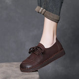 Breakj Layer Of Cow Leather Hand-Retro Single Shoe Women 2025 Spring New Comfortable Soft-Soled Casual Shoes Round Leather Women's