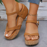 Clip Toe Wedge Sandals Women Summer Ankle Buckle Platform Sandles Woman Comfy Thick Bottom Gladiator Sandals Size