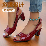 Breakj Sandals Women's Summer New Buckle Belt Back Empty Single Shoes Thick Heel High