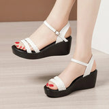 Heel Slope Sandals Women's 2023 Summer New Muffin Thick-Soled Fish Mouth Size 40-43 Open-Toed
