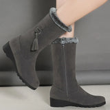 Women's Middle Boots 2024 Winter New Snow Boots Women Add Velvet Thick Warm Side Zipper Cotton Boots