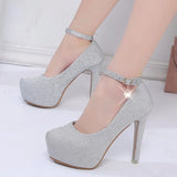 Fashion Wedding Shoes Women High Heels Bride Shoes Platform Fashion Pumps Super High Heel 12cm Black