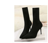 Sock Boots Knitting Stretch Boots High Heels for Women Fashion Shoes 2022 Spring Autumn Ankle Boots Female Size