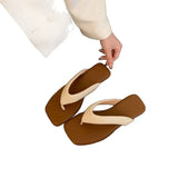 Breakj New Flat Shoes Daily Leisure Side Folded Toe Sandals Wearing Solid Color Simple Commuter