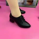 And Autumn Women's Shoes 2023 New Korean Version Pointed Thick And Low Help Fashion Button Side Zipper Mother Shoes