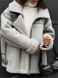 Casual Lapel Zipper Plush Coat Women's Loose Long Sleeved Solid Jacket With Pockets 2023 Autumn/Winter Warm Street
