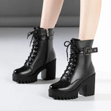 Martin Boots 2023 Autumn And Winter New Thick-Soled Waterproof Table British Style Thick Heels With Velvet Lace Middle Boot