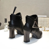 Spring/summer New Korean Version of High Heel Short Boots Female Thick Heel Pointed Fashion Short Ankle Boots