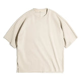 Air Cotton Men's T-shirts Summer Loose Stitching Non-iron Brethable Short-sleeved Tee Trendy Gray