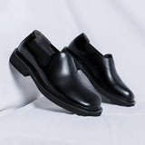 Breakj Head Leather Shoes Male British Wind Elastic Belt Lazy Man One Foot Pedal Big Head Leisure Business Small Leather Shoes