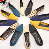 Flat Shoes Women Simple Pointed Single Shoes Spring And Autumn Comfortable Sole Knitting Solid Color Peas