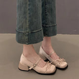 Breakj Version Of Fairy-Dish Noodle Butterfly Bow Head Mary Jane Heel 2025 Spring And Summer New Word With Tunlock Single