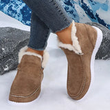 Size Thick Plush Snow Boots Women Faux Suede Flat Heels Fur Winter Shoes Woman Slip On Keep Warm Ankle Botas Femininas