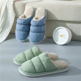 Women Slippers Down cloth Home Slippers Non-Slip Soft Warm House Slippers Indoor Bedroom Lovers Couples Floor Shoes