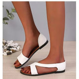 Breakj New Roman Wind Large-Size Fish Mouth Type Flat-Soled Sandals Exposed Toe Women's