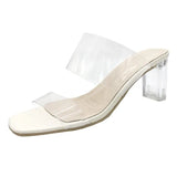 Breakj New Summer Transparent Heel High Heel Simple PVC Cool Slippers With Toe Women's
