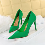 Breakj Korean Version Of Fashion Pedicure Delicate Show Thin High Heels Ultra High Heel Silk Shallow Pointed Single