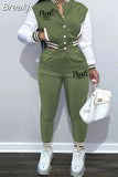 Pink Printed Baseball Coat Pants Two Piece Sets Spring Fall Outfits Womens Track Suits Casual Fashion Streetwear
