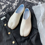Designer Silver Tabi ninja flats women bursting pattern leather split toe moccasins shoes female pig trotters