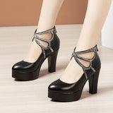 Cheongsam Catwalk High-Heeled Women's Pointed Waterproof Platform Thick Sole 40-43 Large Model Performance