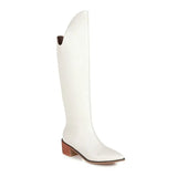autumn and winter women's European and American fashion snake-effect leather long thick-heeled large size women's
