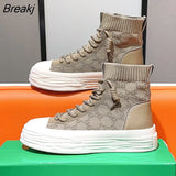 American New Women's Socks Shoes Summer Thin Section Breathable Knitted Elastic Socks Boots Casual High-top Shoes