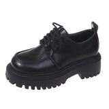 Chunky Platform Oxfords Shoes for Women 2023 Autumn Non Slip Lace Up Flats Woman Thick Bottom Patent Leather Gothic