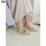 Breakj Salt Blue Sense French Temperament Baotou Sandals Women 2025 Spring And Summer New Fine Heel Head Back Empty Single