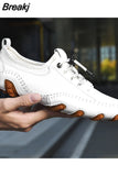 Men Sneakers Handmade Casual Shoes Mens Loafers Octopus Hollow Out Moccasins Breathable Male Driving Shoes Plus Size