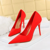 Breakj Korean Version Of Fashion Pedicure Delicate Show Thin High Heels Ultra High Heel Silk Shallow Pointed Single