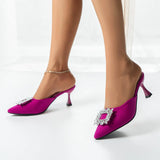 Women Pumps luxury Crystal Slingback High heels Slippers Summer bride Shoes Comfortable Heeled Party Wedding