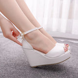 Breakj Cm Fish Mouth Water Table Heel Sandals Large-Size Sandals Bohimia Fish Mouth Sandals Hemp Rope Heel