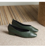 toe genuine leather flats women candy color V open moccasins soft bottom shallow mouth loafers for woman mules work