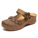 Breakj Burst Summer Cave Shoes Women Retro Comfortable Slope With Slippers Round Head Soft Leisure Flowers Women Cool