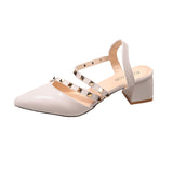 Breakj Bag Head Sandals Women's Coarse Heel 2025 Spring And Summer New Willow Roman Fashion Lacquered Leather Tip Bee Slope And
