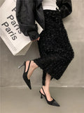 New Summer Pointed Small Fragrant Wind Pointed High Heels French High Heel Baotou Empty Sandals