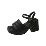 Breakj / Summer 2024 New Platform Sandals Thick Heel Square Head Female Summer Wear High Heel Broadband