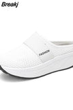 Warm Plush Couple Slippers Women Non-slip Platform Wedge Shoes of Women Waterproof Soft Home Wedges Ladies Cotton