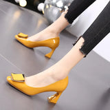 Heels Women In 2023 Autumn New Soft Leather Not Tired Thick Heel Shallow Single Shoes Women Korean Version Pointed Work Women's
