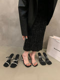 Breakj High-Level Transparent With A Word Slippers Women's Shoes Wearing 2025 Summer Water Drill Cool Drag High Heel