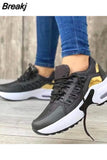 Women's Vulcanized Shoes 2023 Fashion Plus Size 43 Casual Sports Shoes Women Lace-up Mesh Breathable Wedge Platform