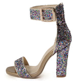 Breakj New Wedding Shoes Dinner Summer Toe Lichen Sexy Hollow Thick High Heel Sandals Foot Buckle