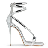 Big Brand High-Heeled Sandals Lacquered Leather Gold And Silver Ribbon Open-Toed High Heels Strapping The Original