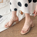 Breakj Fine Sandals Women's Fairy Wind 2023 New Medium Heded Women Wear Coarse Heel With Women's