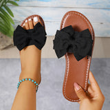 Breakj Flat Bottom Round Head Slippers Women Wearing Bow Flat And Cloth Cold