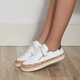 Women Sneakers Fashion Lady Vulcanized Shoes Floral Printed Lace Up Female Flat Shoes Women Loafers Non Slip Casual Shoes