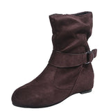 Medium Tube Buckle Women's Boots Autumn And Winter Ankle Boots Large Size Women's Boots Womens